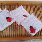 Trailing Beetles Coaster Set Of 4 In Red..